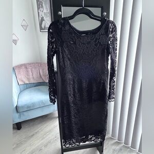 Forever 21 Black Lace Long Sleeve Dress